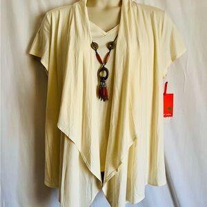 Hearts of Palm Cream V-Neck Cardigan Blouse XL